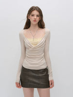 Draped Lace Tencel Top