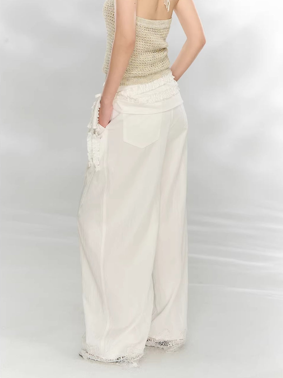 Lace Patchwork Tailored Trousers