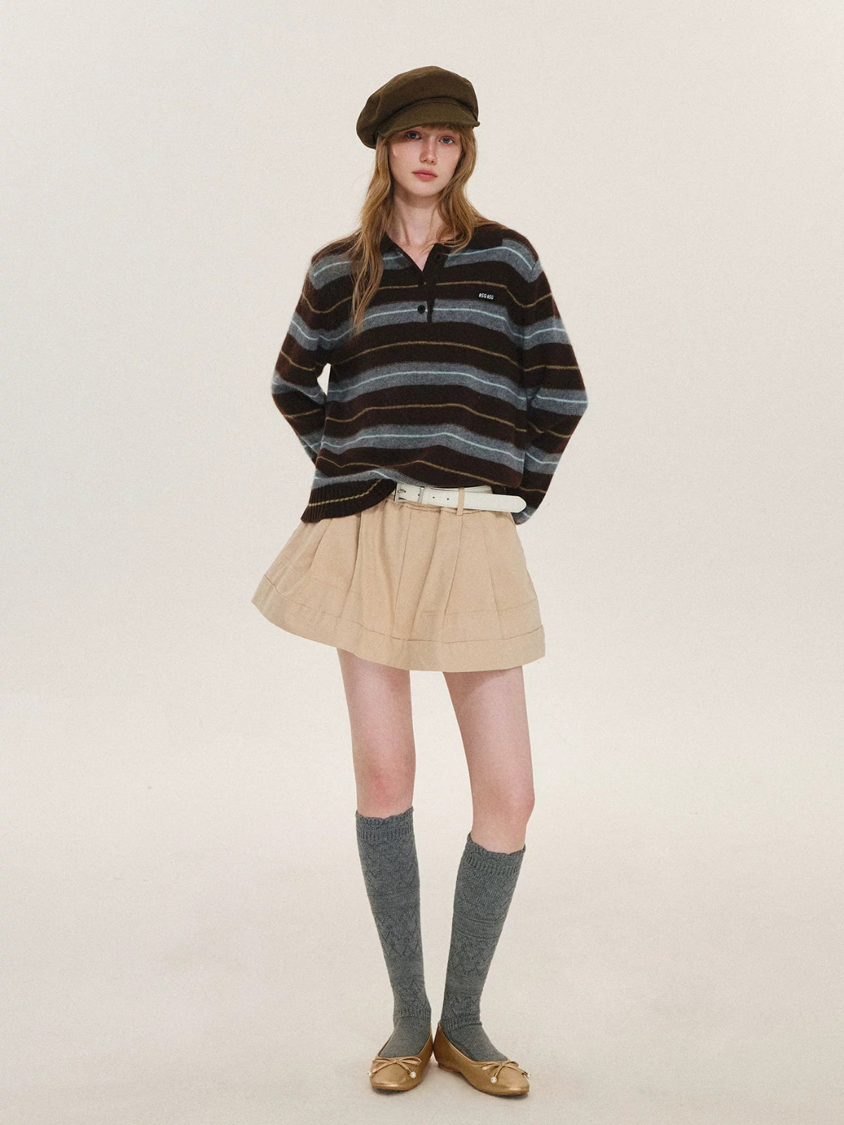Vintage Striped Wool Polo Sweater