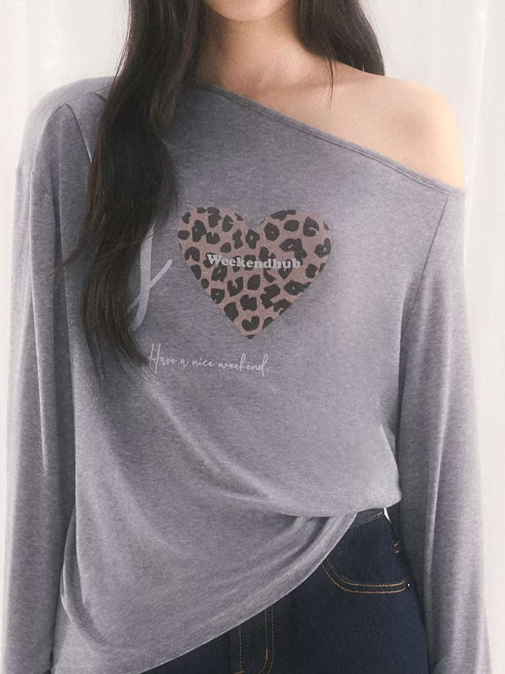 Gray Leopard Heart Top