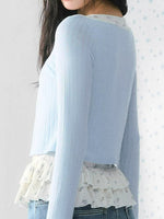 Floral Ruffle Faux Layered Knit Top