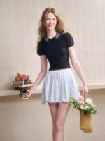 Ribbon Embroidered Knit Top