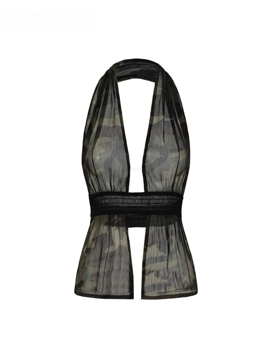 Sheer Organza Halter Top