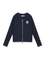 Blue & Red Embroidered Knit Hoodie