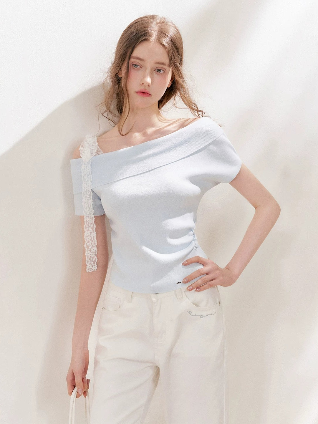 Asymmetric Lace Knit Top