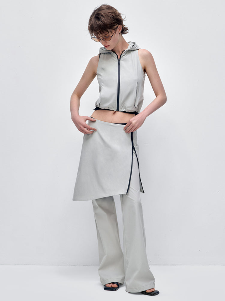Sleeveless Hooded Zipper Double-layer Vest