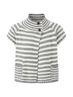 Striped Half Neck Button Knit Top