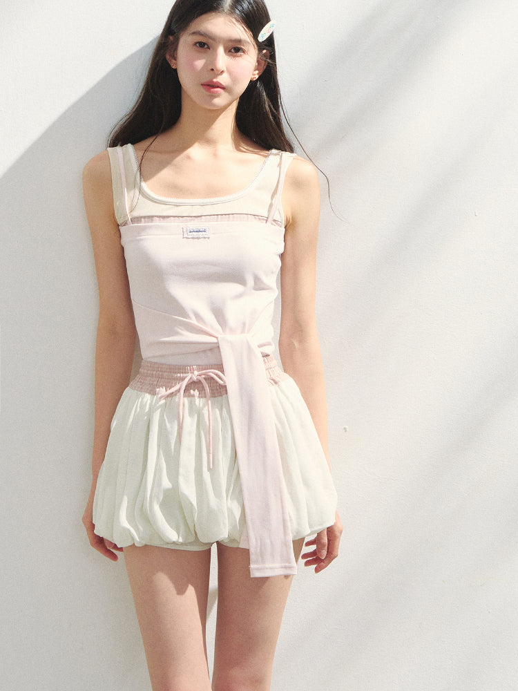 Color-Blocked Lyocell Bubble Skirt