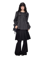 Pleated Skirt Overlay Flare Pants