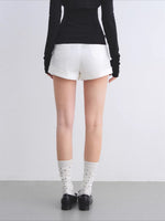 Belted Straight Denim Shorts