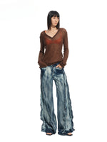 Alpaca Irregular Thin Long-sleeve Top