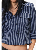 Striped Polo Collar Slim Shirt