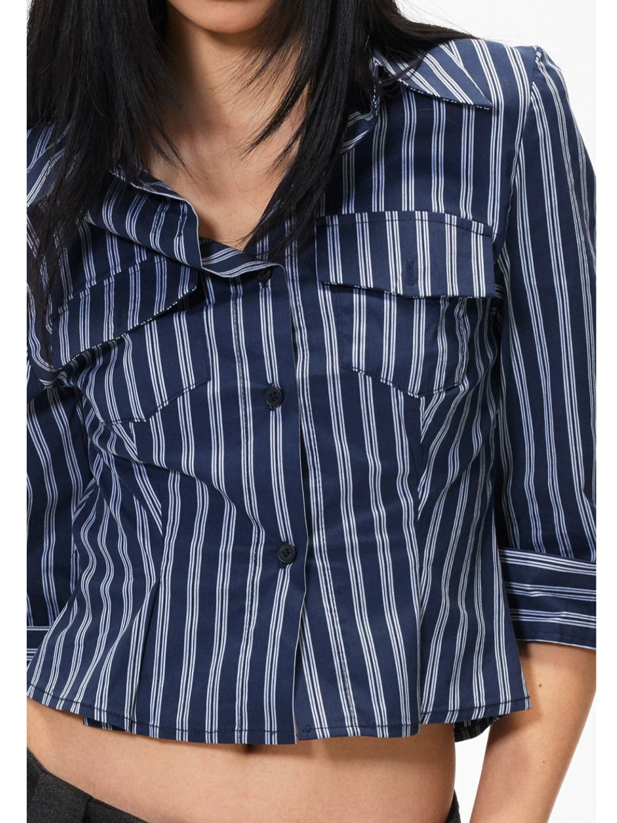 Striped Polo Collar Slim Shirt
