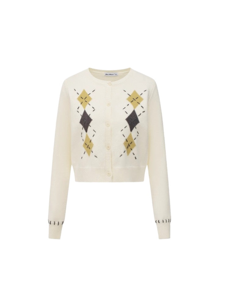 Hand-Stitched Diamond Knit Sweater