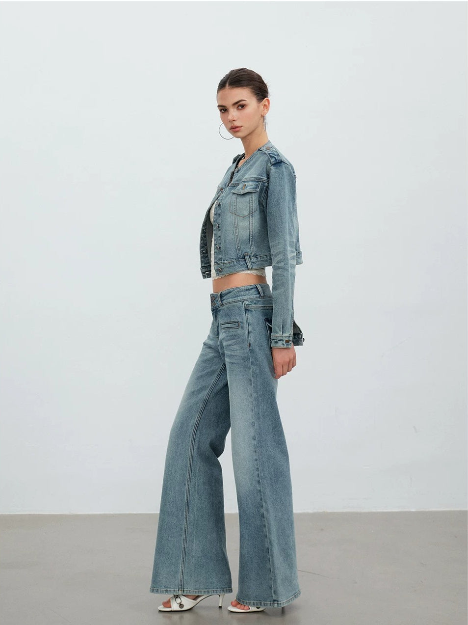 Double Button Flare Jeans