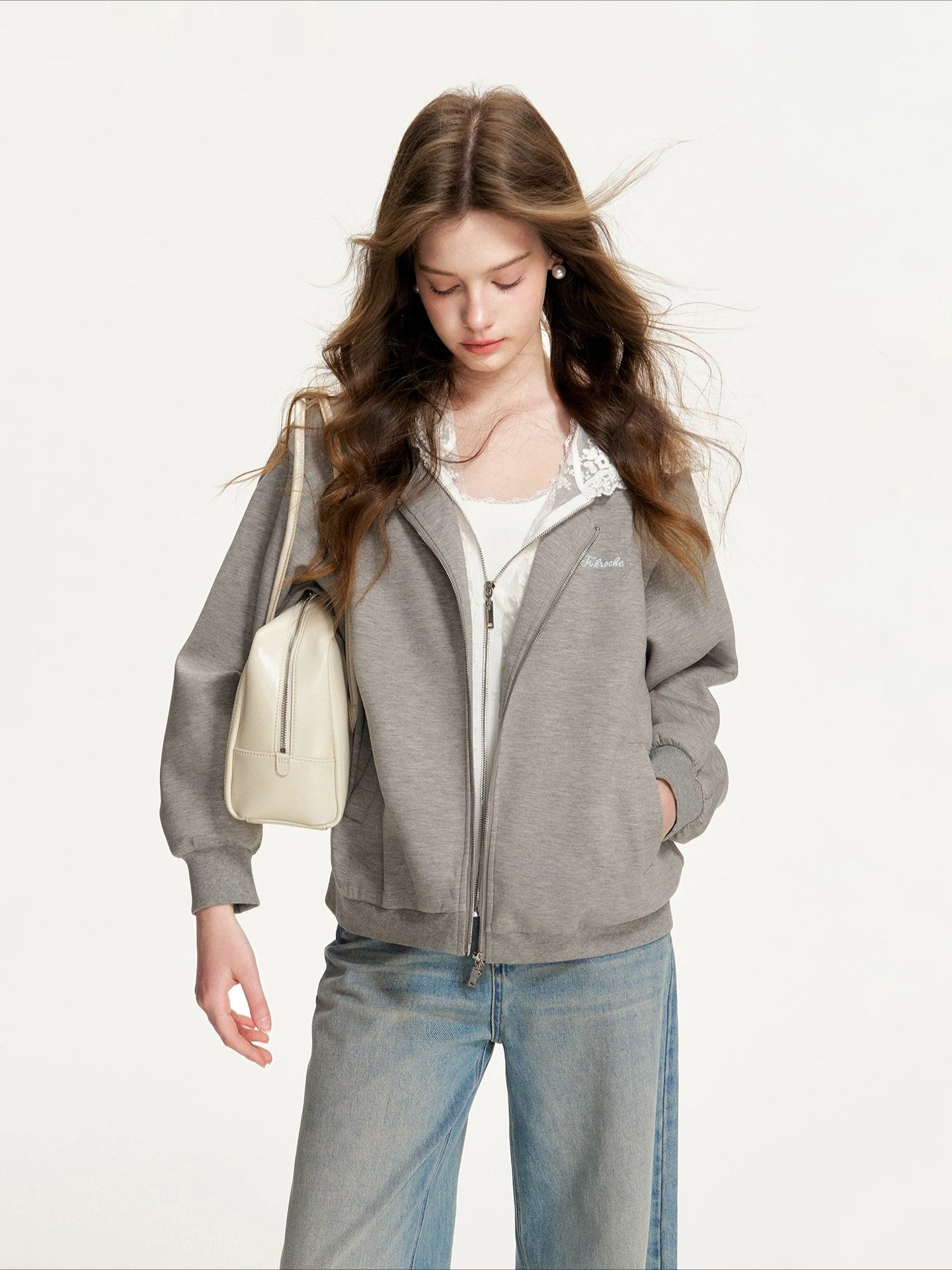 Lace Hooded Zip Jacket