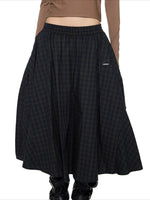 Plaid Gathered Midi Skirt