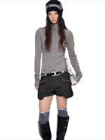 Slim Pleated Long Sleeve Top