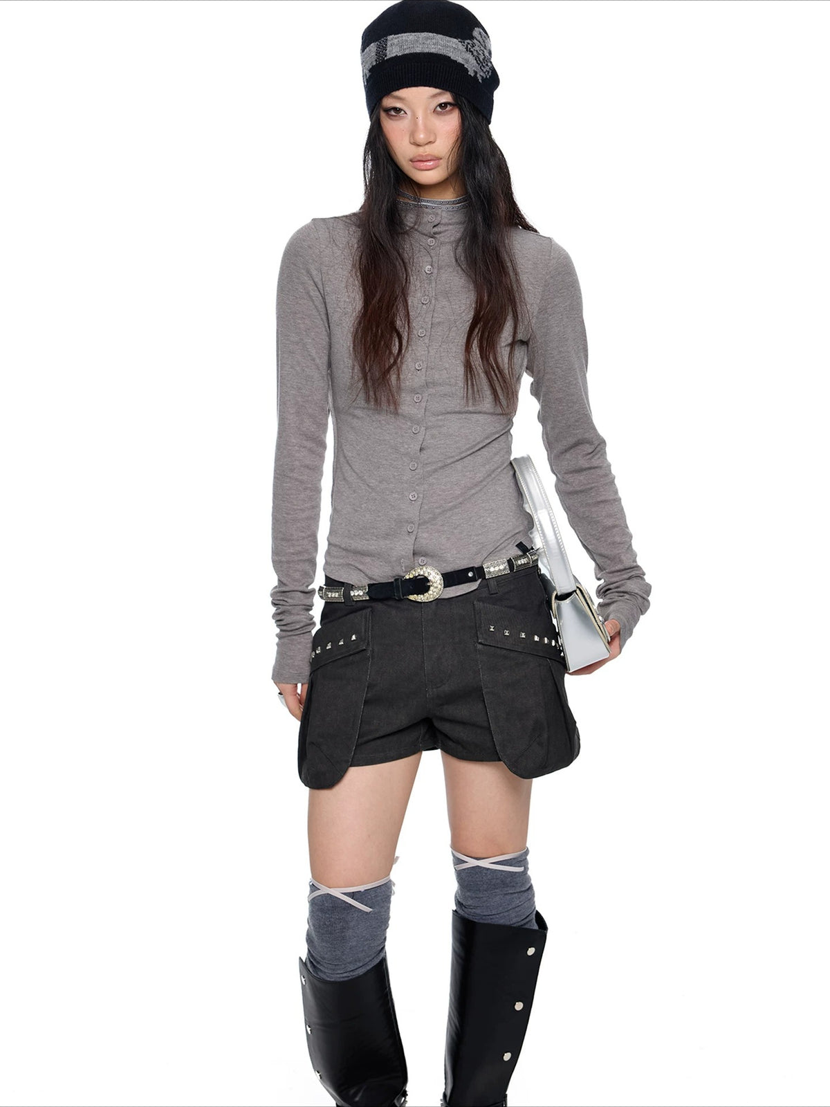 Slim Pleated Long Sleeve Top
