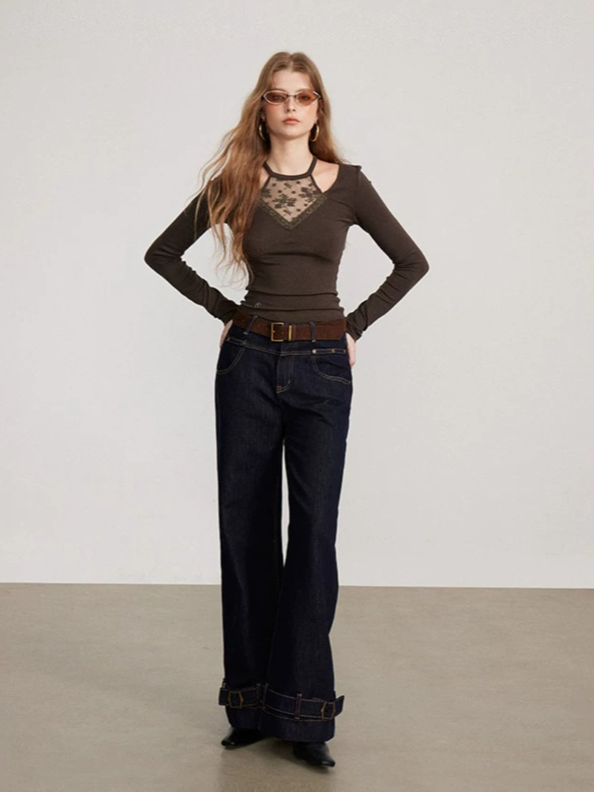 Lace Panel Hollow Base Top