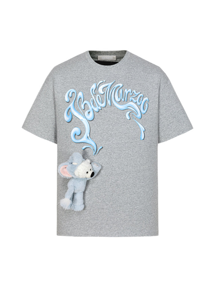 Elephant Bear Print Logo Cotton T-shirt