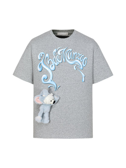 Elephant Bear Print Logo Cotton T-shirt