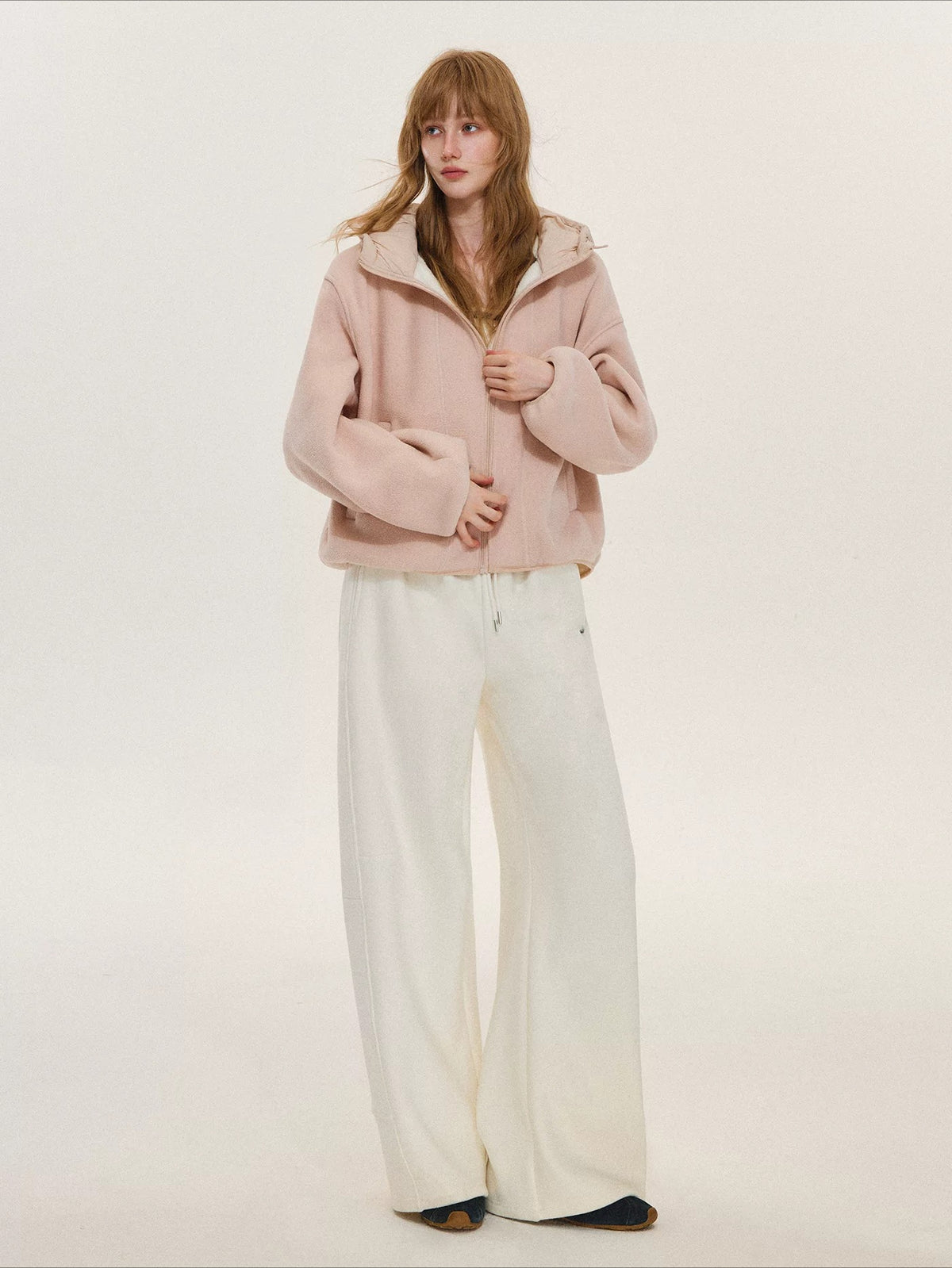 Hooded Fleece Down Vest Two-Piece Set