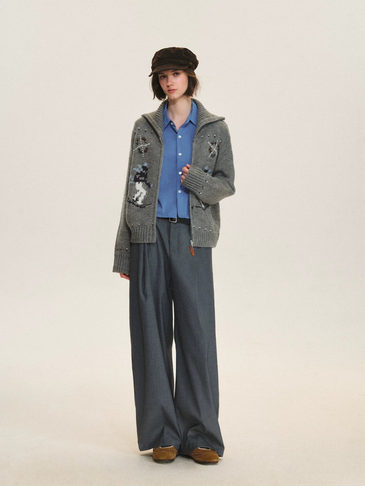 Minimalist Pleated Wide Leg Trousers