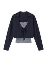 Ruched V Neck Layered Top