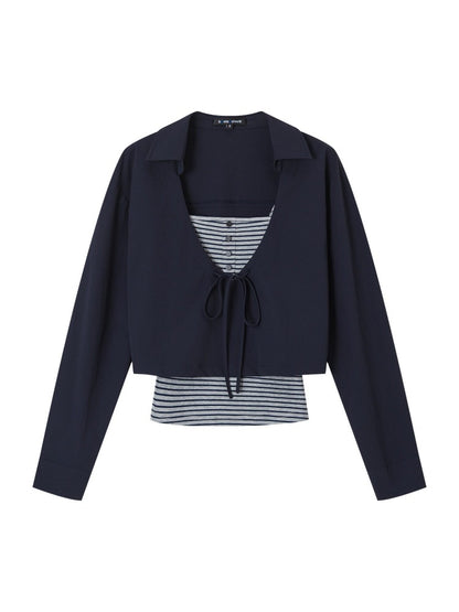 Ruched V Neck Layered Top