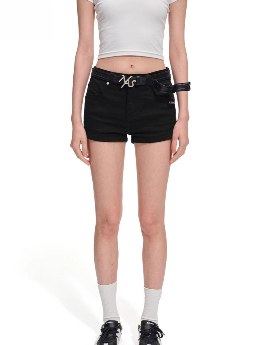 Black Sand Stretch Denim Shorts