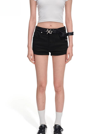 Black Sand Stretch Denim Shorts