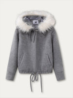 Wool Blend Faux Fur Collar Coat