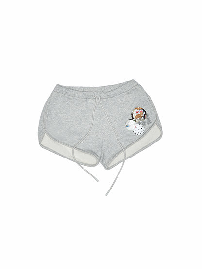 Badge-Embellished U-Trim Printed Sport Sweat Shorts