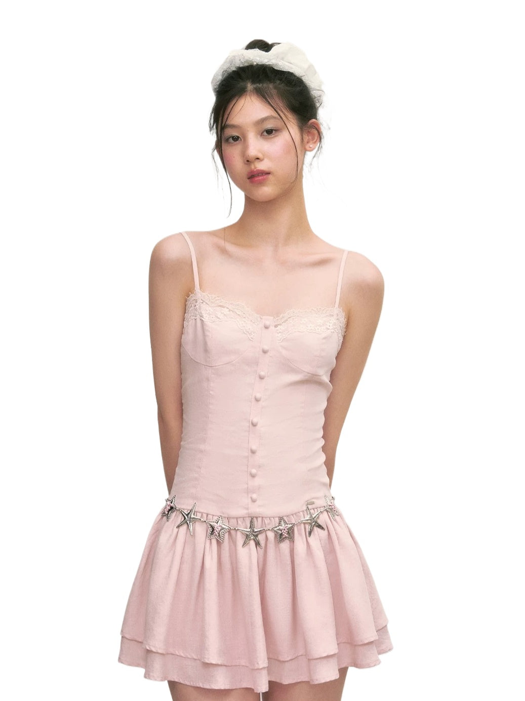 Pink Lace Cami Mini Dress