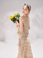 Plaid Chiffon Ruffle Set