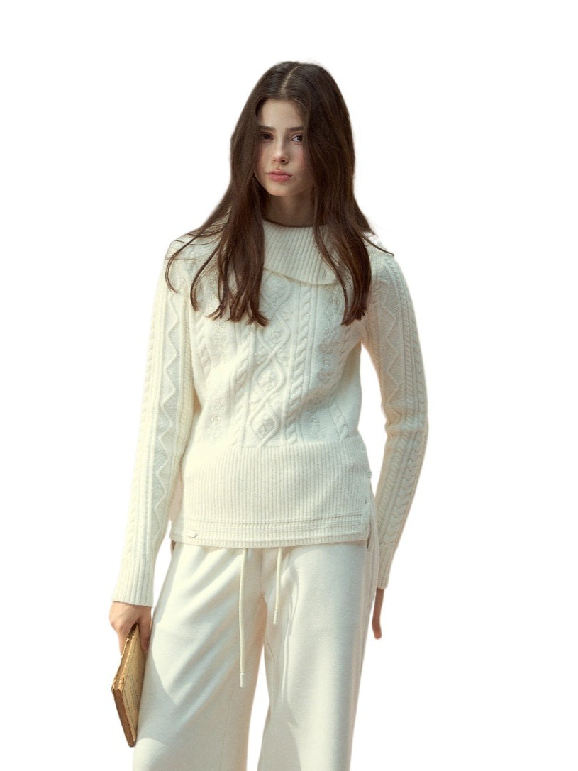 Cable-Knit Mock-Neck Sweater