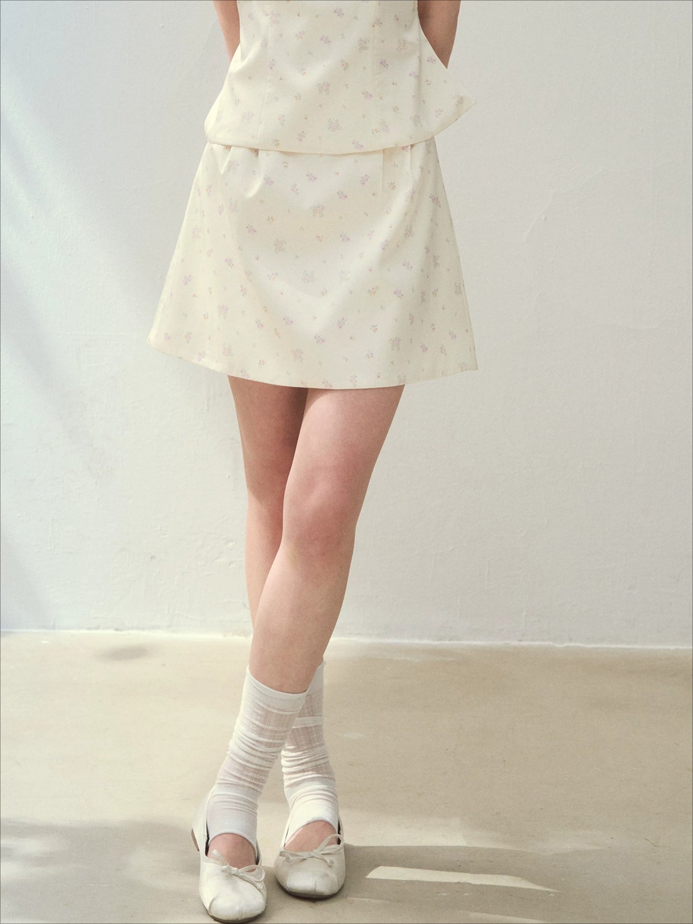 White Floral Satin Set