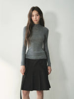 Pure Wool Mock Neck Knit Top