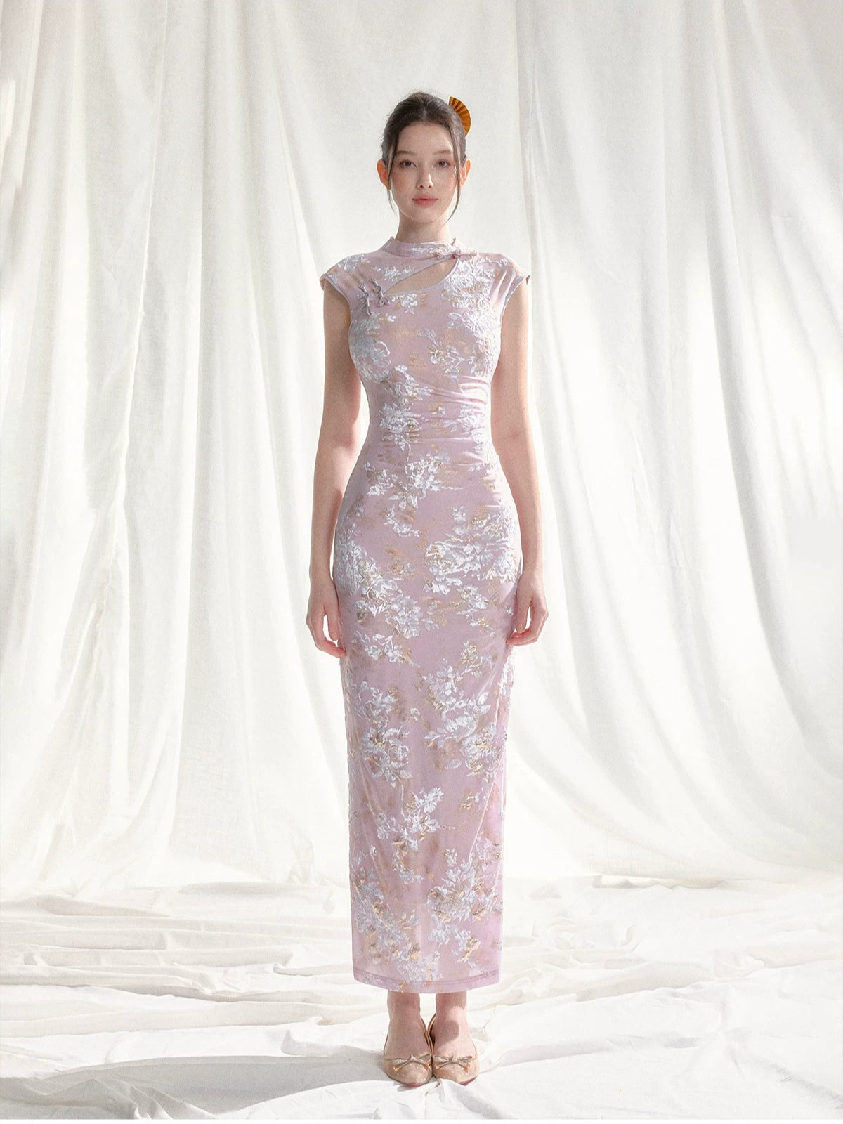 Stretch Velvet Jacquard Qipao