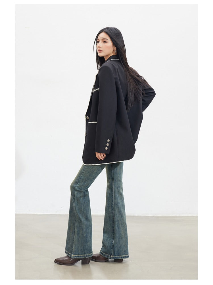 Black Contrast Edge Blazer
