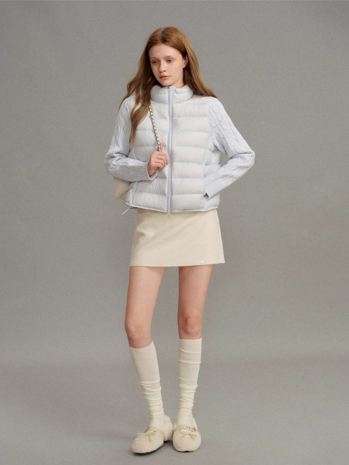 Duck Down Quilted Knit Puffer Jacket