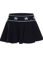 Star Waist Pleated Mini Skirt