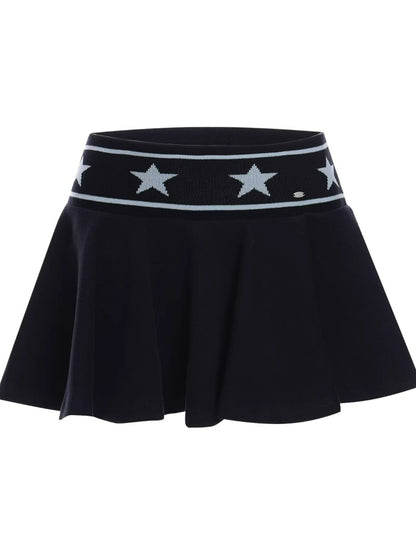 Star Waist Pleated Mini Skirt