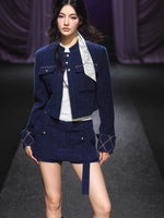 Quilted Stitch Jacket & A-Line Skirt Set