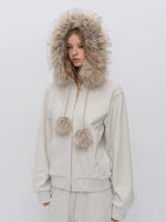 Fur Trim Knit Lounge Set