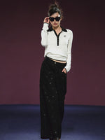 Ribbon Polo Tie-Up Sweater & Shorts Set