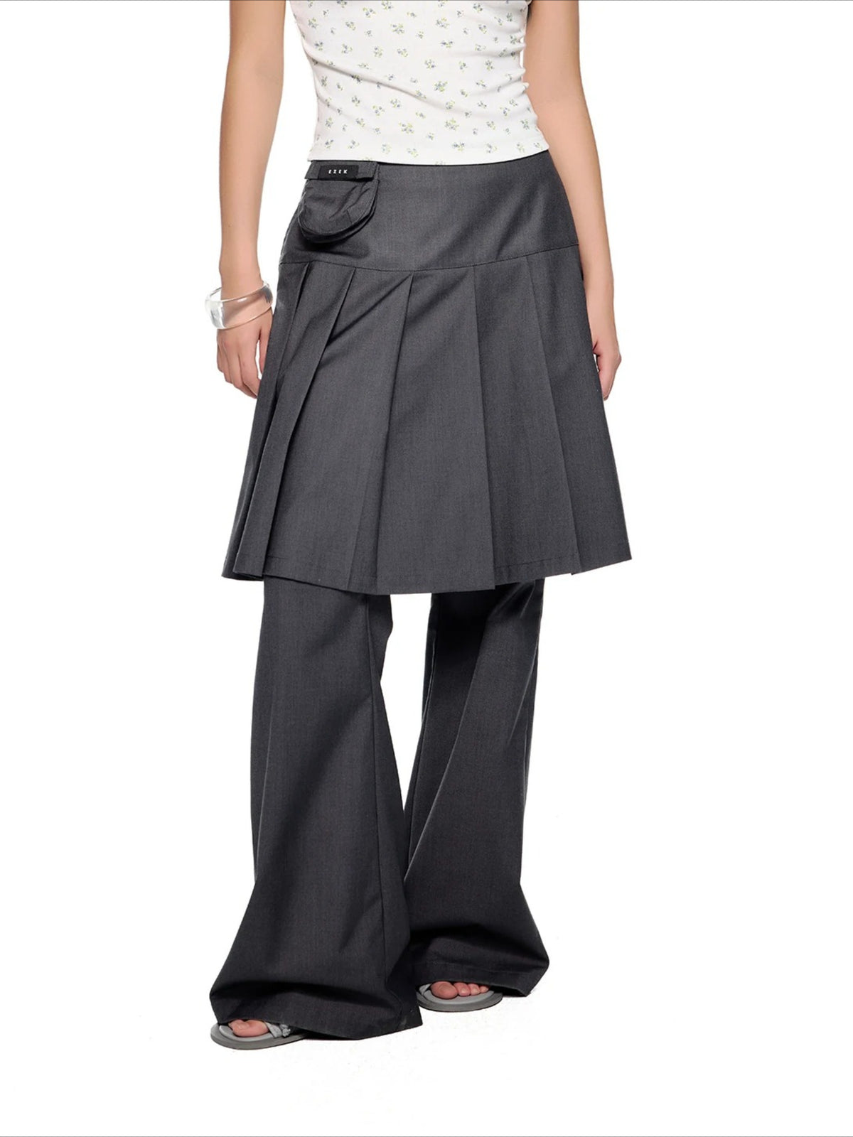 Pleated Skirt Flare Pants