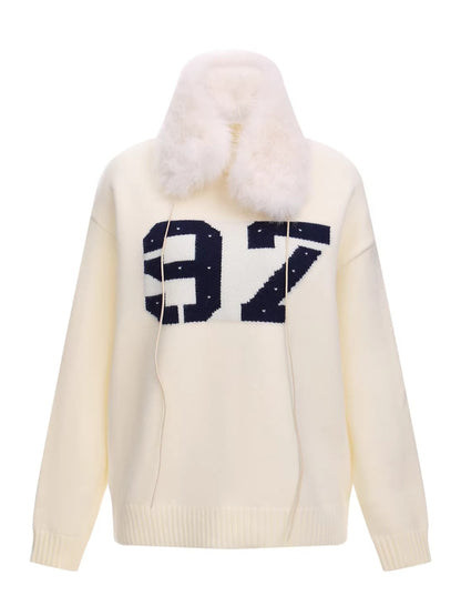 Detachable Fur Collar Sweater