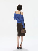 Amber Paneled Faux Leather Midi Skirt